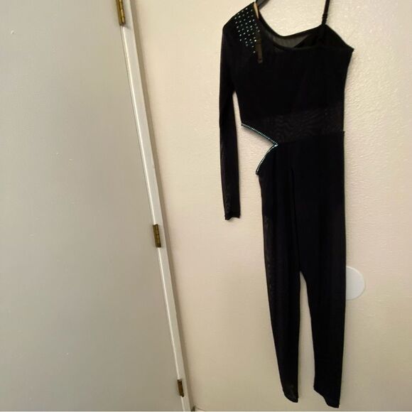 WEISSMAN Dance Costume unitard mesh catsuit jumpsuit black Dark Side SM13021 SA - Picture 2 of 15